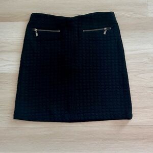 Laundry by Shelli Segal Black Geometric Knit Pencil Skirt Zipper Accent Size 2